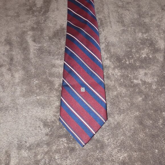 Givenchy Signature Collection Tie Red Navy Stripe Career Formal - Picture 9 of 11